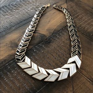 Gold Arrow Necklace with Black and White Enamel